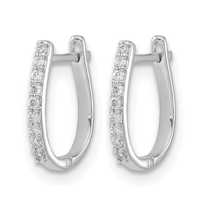 14k White Gold Real Diamond Hinged Hoop Earrings