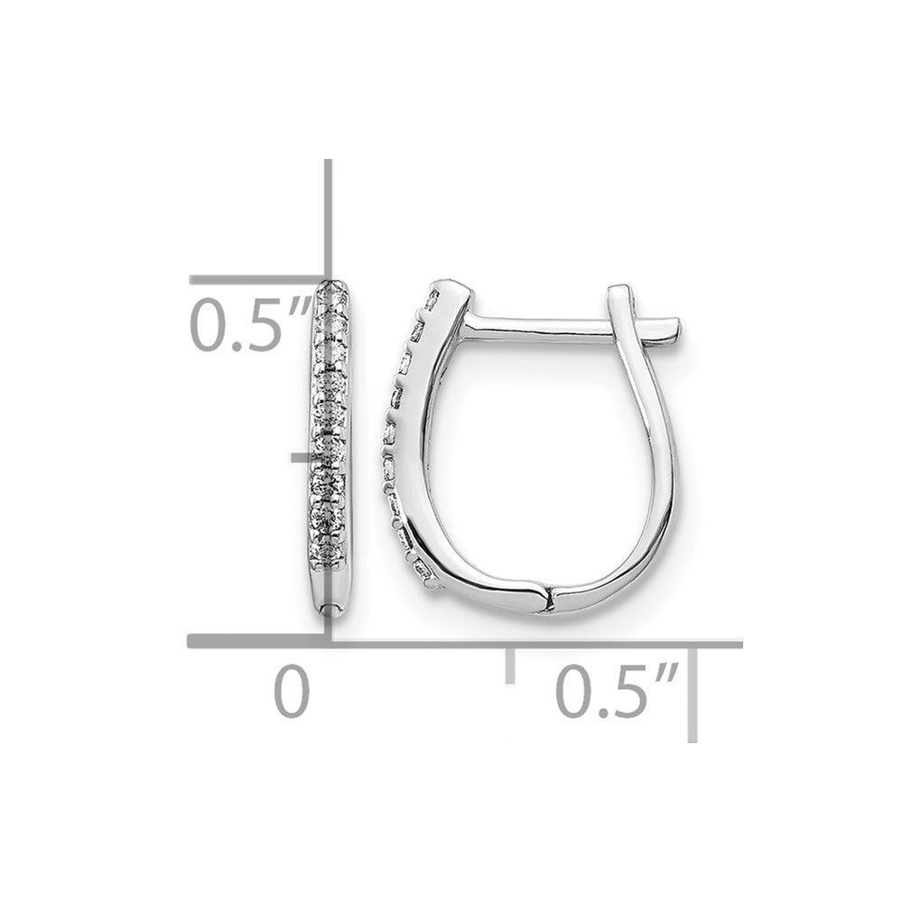 14k White Gold Real Diamond Hinged Hoop Earrings