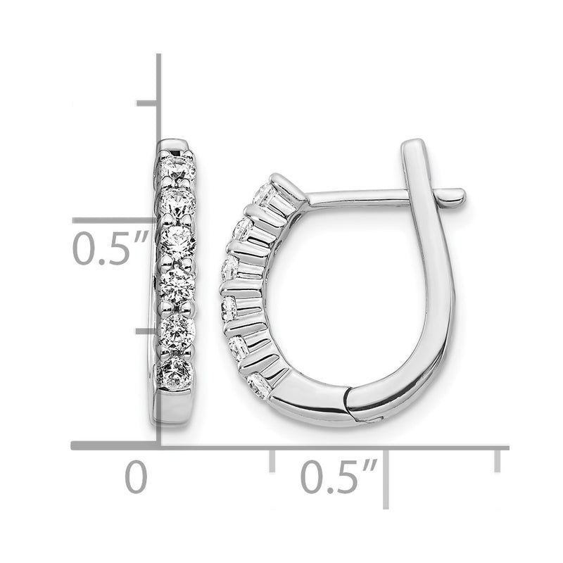 14k White Gold 1/2 Ct. Lab Grown Diamond VS/SI+ G+ Hinged Hoop Earrings