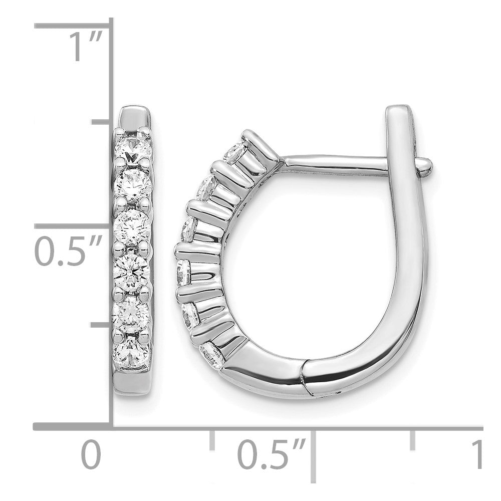 14k White Gold 3/4 Ct. Lab Grown Diamond VS/SI+ G+ Hinged Hoop Earrings