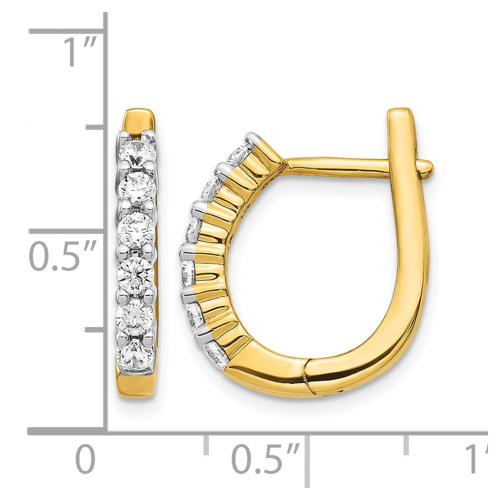 14k Yellow Gold Real Diamond Hinged Hoop Earrings
