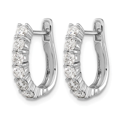 14k White Gold Real Diamond Hinged Hoop Earrings