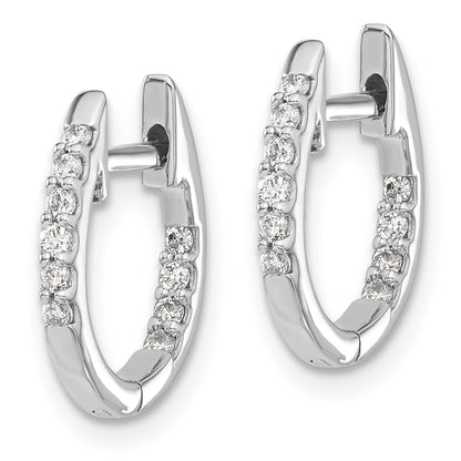 10K White Gold In/Out Diamond Hinged Hoop Earrings