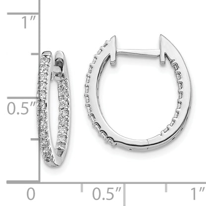 10K White Gold In/Out Diamond Hinged Hoop Earrings