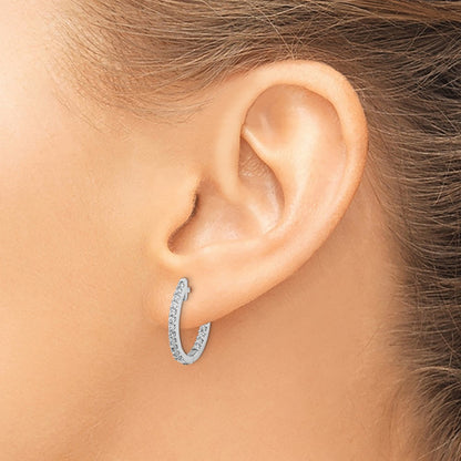 14k White Gold 1/2 Ct. Lab Grown Diamond VS/SI+ G+ In and Out Hinged Hoop Earrings