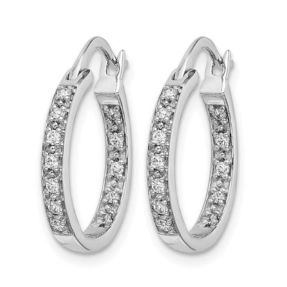 14k White Gold Real Diamond In/Out Hoop Earrings