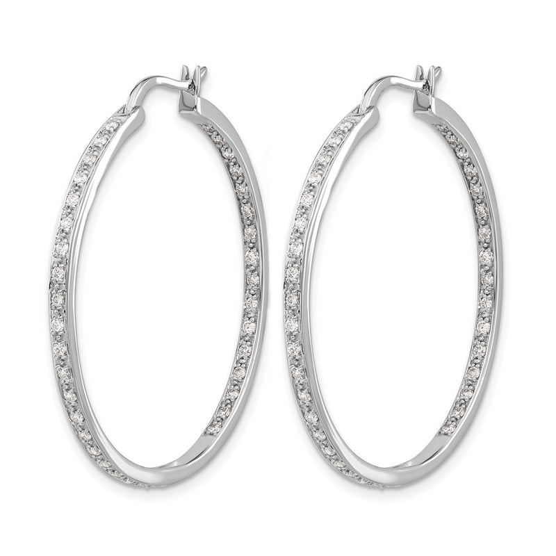 14k White Gold 5/8 Ct. Lab Grown Diamond VS/SI+ G+ In and Out Hoop Earrings