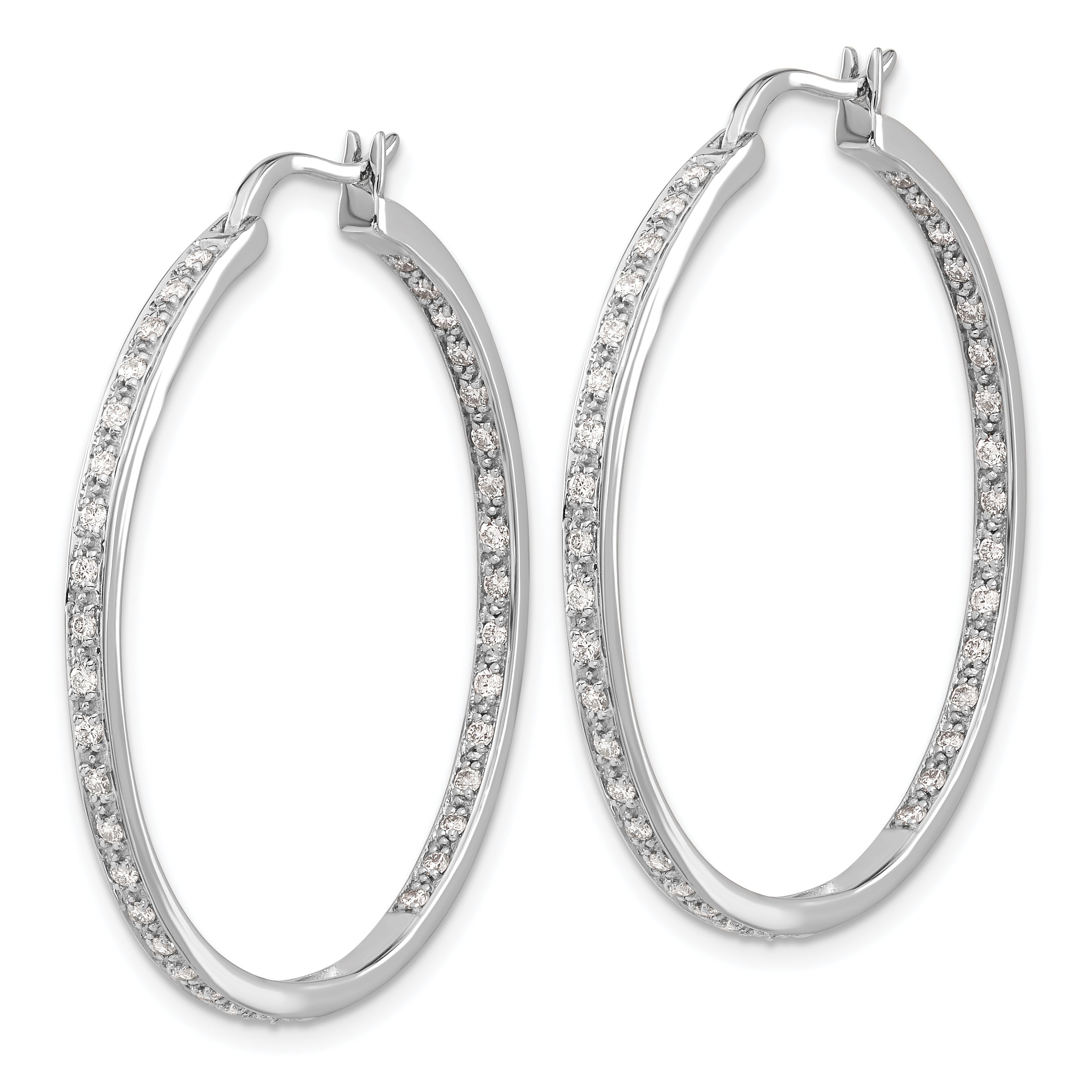 14k White Gold 5/8 Ct. Lab Grown Diamond VS/SI+ G+ In and Out Hoop Earrings