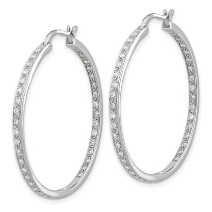 14k White Gold 5/8 Ct. Lab Grown Diamond VS/SI+ G+ In and Out Hoop Earrings