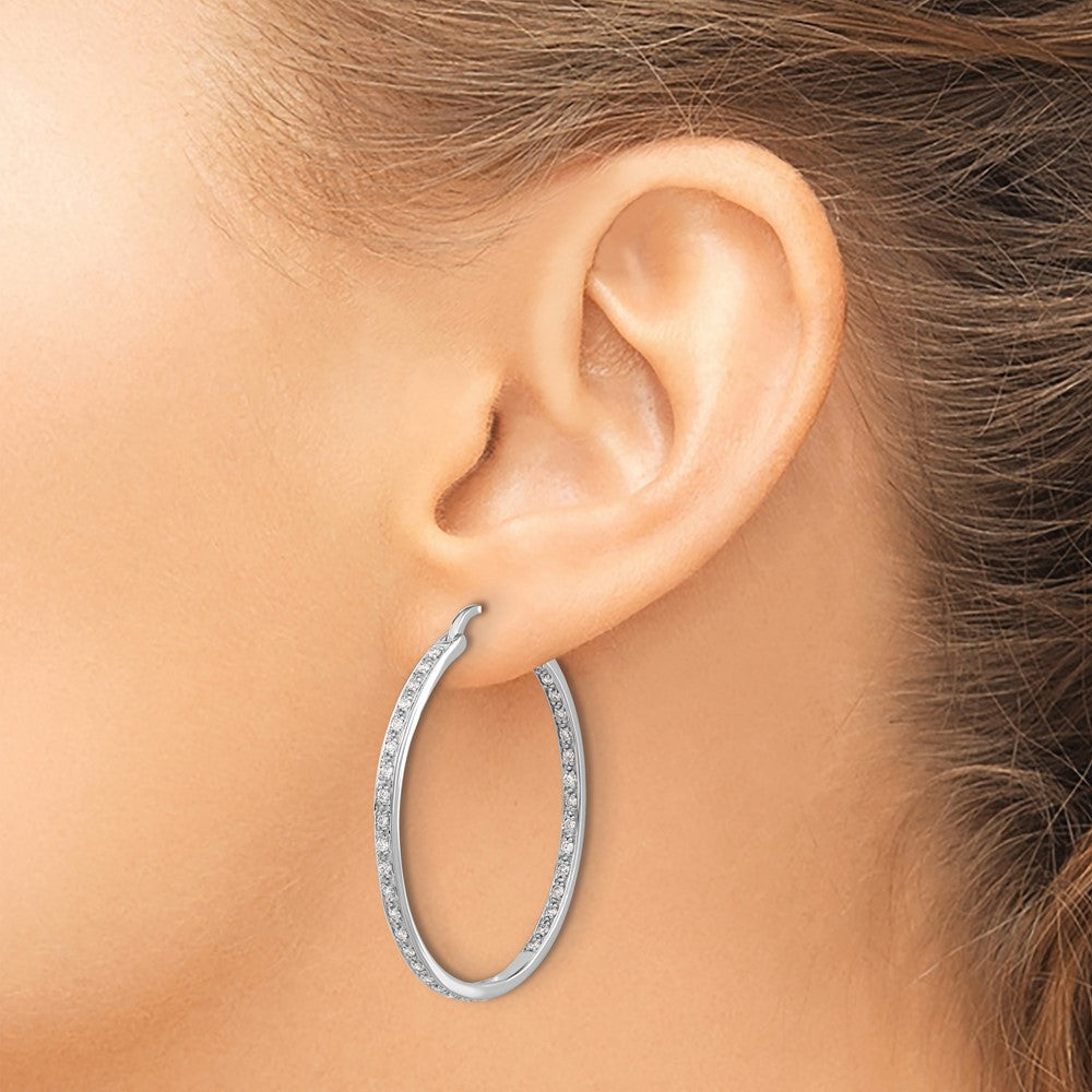 14k White Gold 5/8 Ct. Lab Grown Diamond VS/SI+ G+ In and Out Hoop Earrings