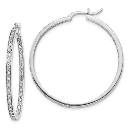 14k White Gold 5/8 Ct. Lab Grown Diamond VS/SI+ G+ In and Out Hoop Earrings