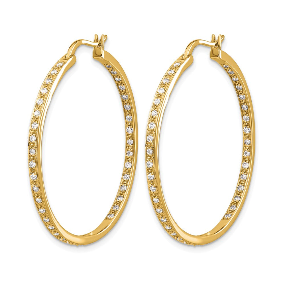 14k Yellow Gold 5/8 Ct. Lab Grown Diamond VS/SI+ G+ In and Out Hoop Earrings