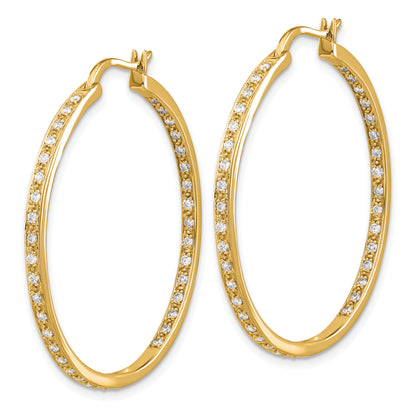 14k Yellow Gold 5/8 Ct. Lab Grown Diamond VS/SI+ G+ In and Out Hoop Earrings
