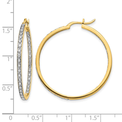 14k Yellow Gold 5/8 Ct. Lab Grown Diamond VS/SI+ G+ In and Out Hoop Earrings