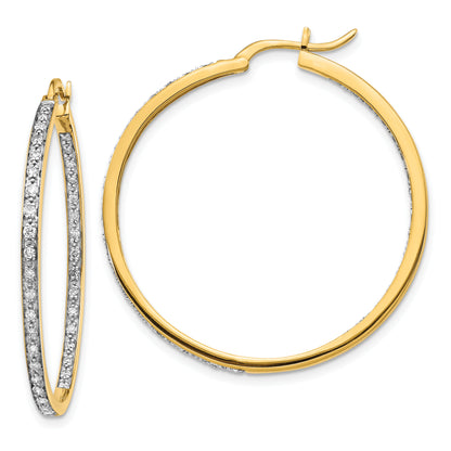 14k Yellow Gold 5/8 Ct. Lab Grown Diamond VS/SI+ G+ In and Out Hoop Earrings