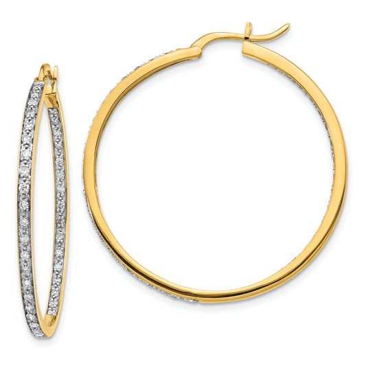 14k Yellow Gold 5/8 Ct. Lab Grown Diamond VS/SI+ G+ In and Out Hoop Earrings