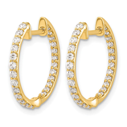 14k Yellow Gold Real Diamond In/Out Hinged Hoop Earrings