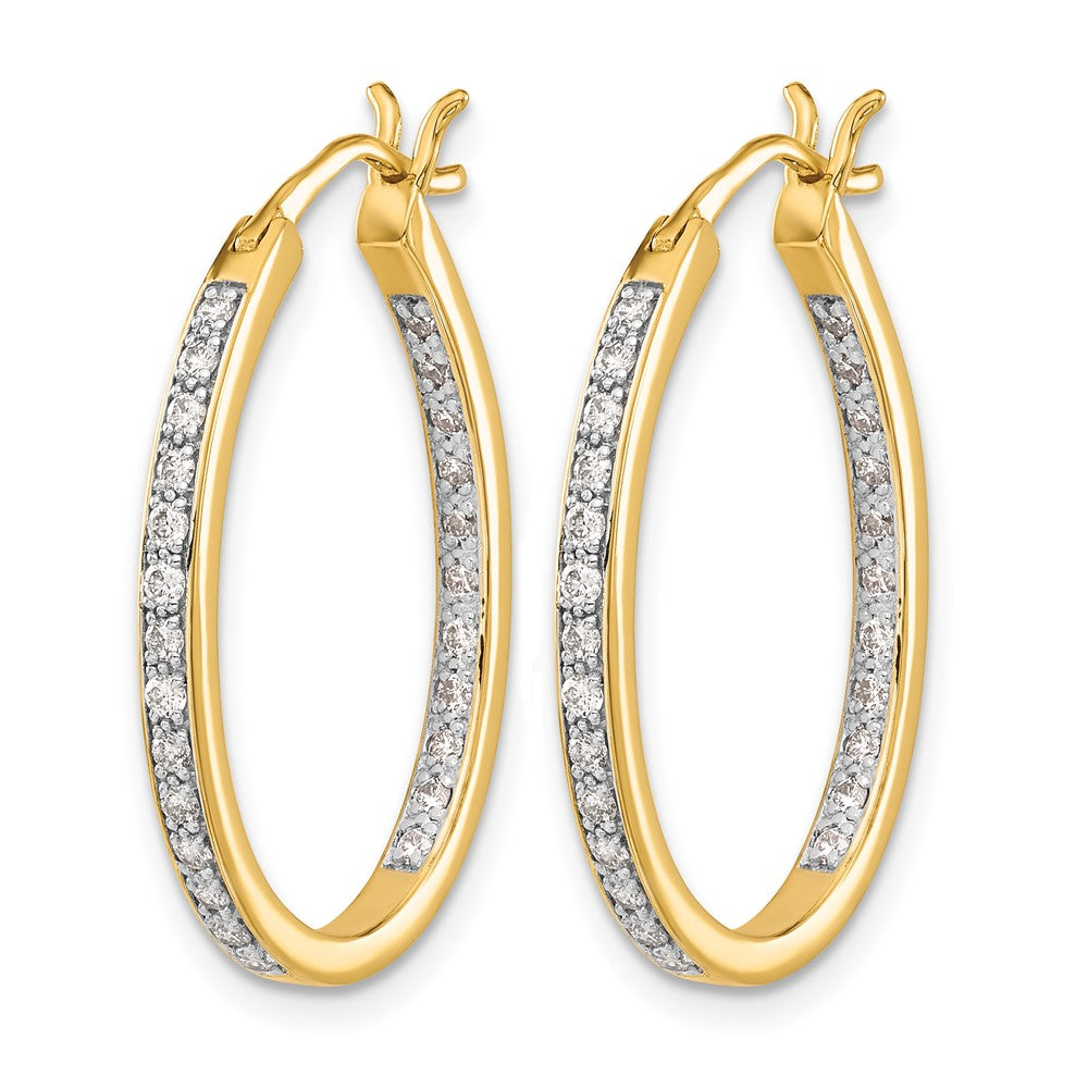 14k Yellow Gold 1/2 Ct. Lab Grown Diamond VS/SI+ G+ In and Out Hoop Earrings