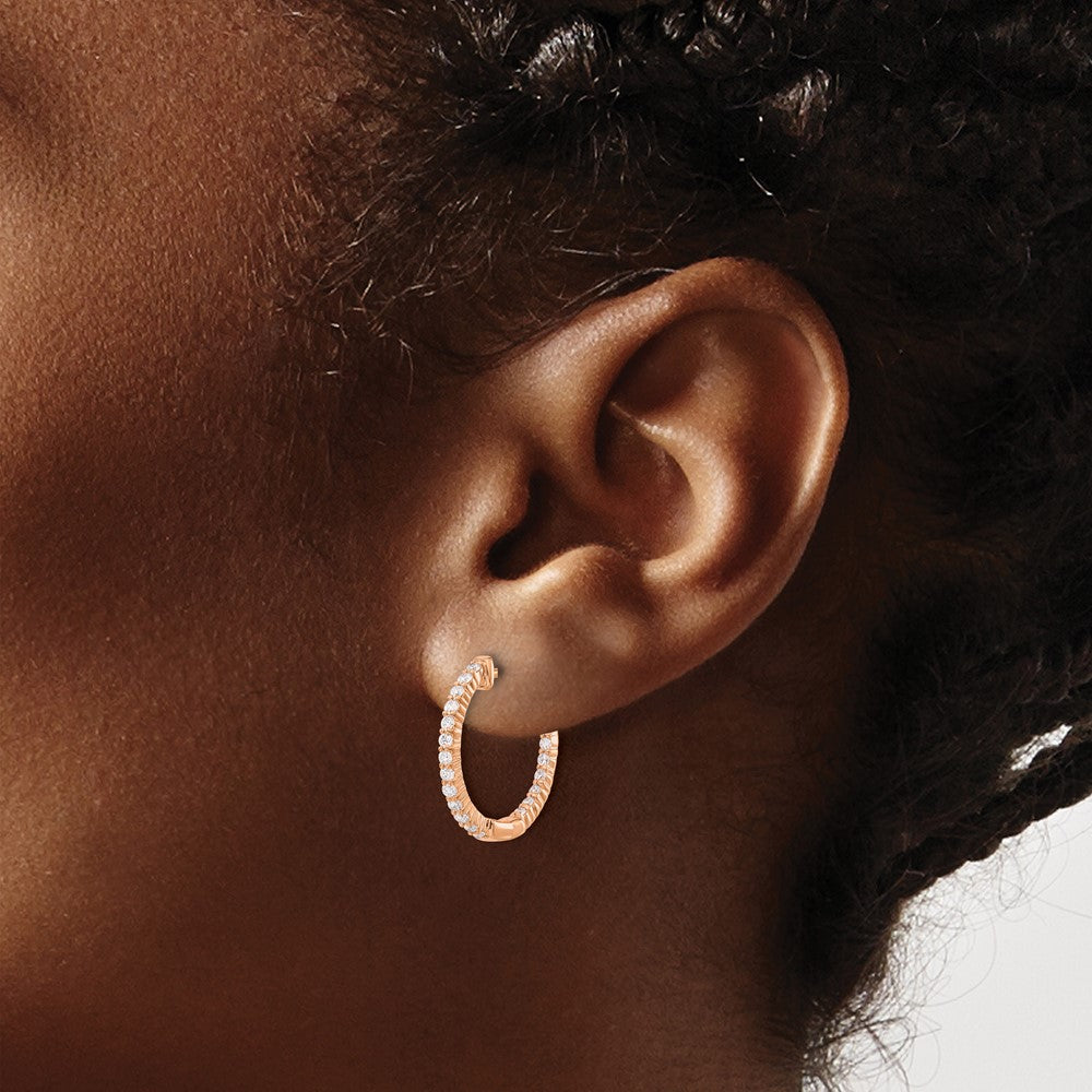 14k Rose Gold 1/2 Ct. Lab Grown Diamond VS/SI+ G+ Complete In and Out Hoop Earrings
