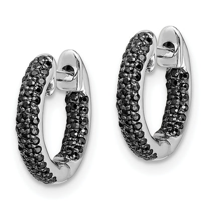 10K White Gold Diamond Hinged Hoop Earrings