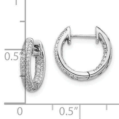 10K White Gold Diamond Hinged Hoop Earrings