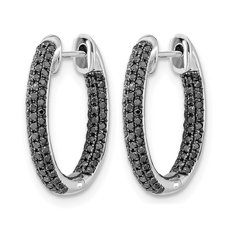 10K White Gold Gold, All Black Diamond In/Out Hoop Earrings