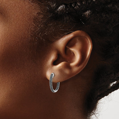 10K White Gold Gold, All Black Diamond In/Out Hoop Earrings