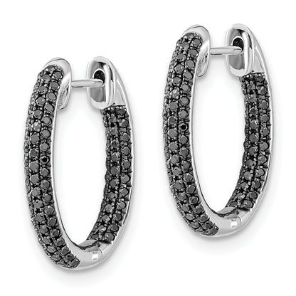 14K White Gold Gold, All Black Diamond In/Out Hoop Earrings