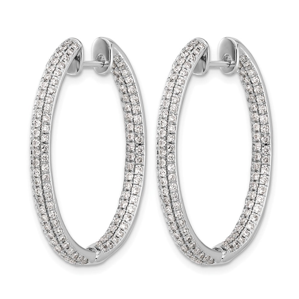 14k White Gold Real Diamond In/Out Hinged Hoop Earrings
