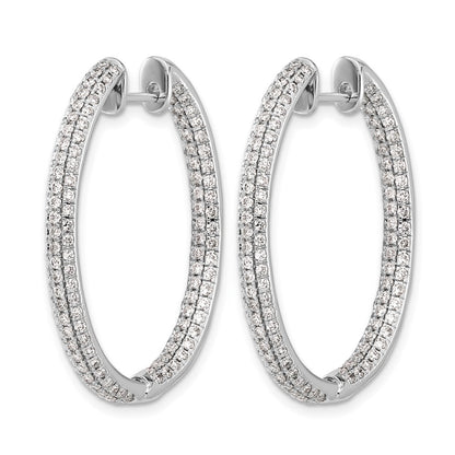 14k White Gold Real Diamond In/Out Hinged Hoop Earrings