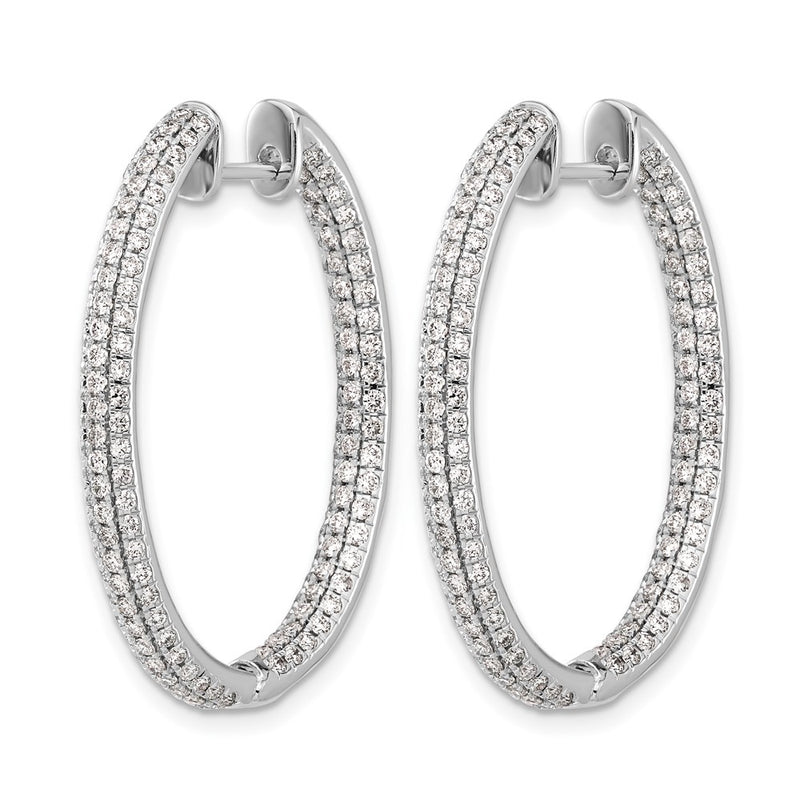 14k White Gold Real Diamond In/Out Hinged Hoop Earrings