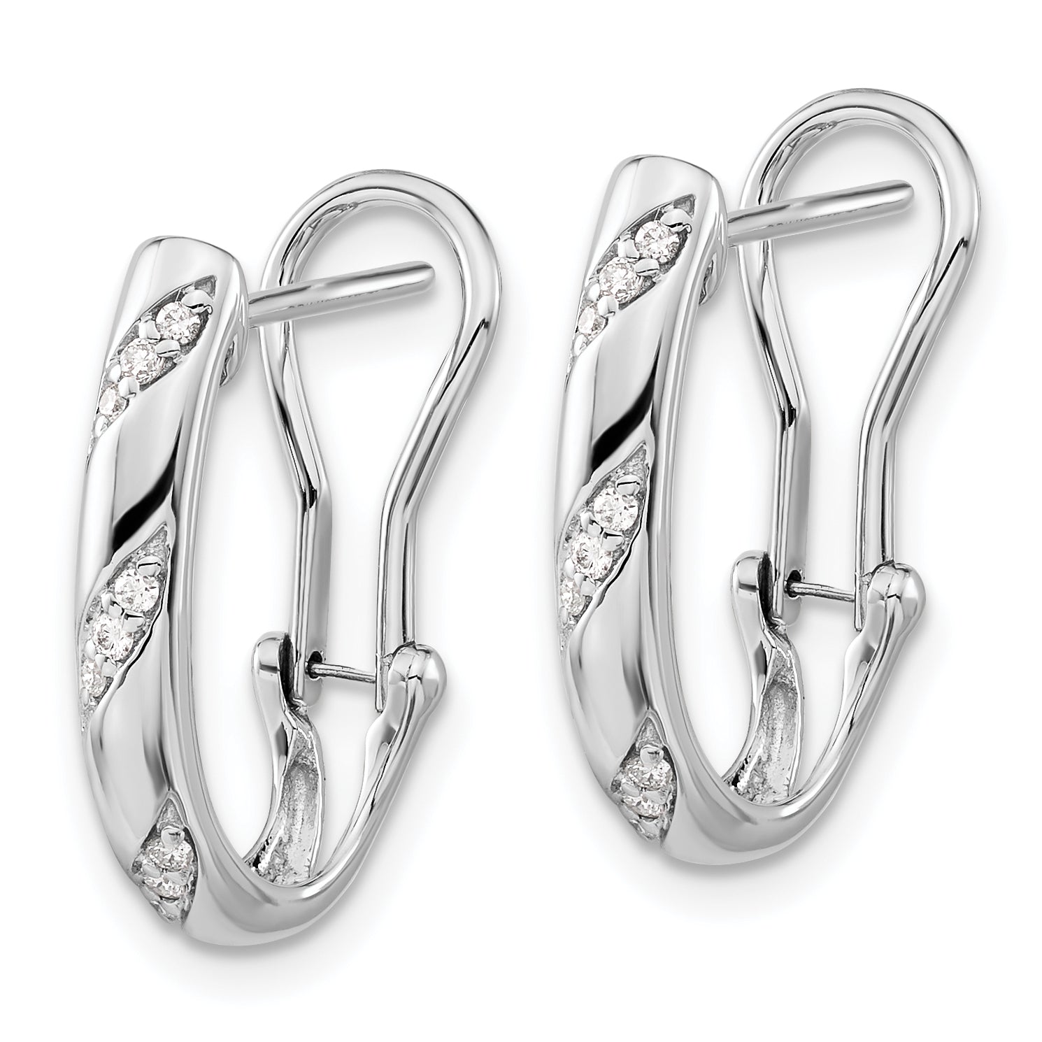 14K White Gold Diamond Omega Back Earrings