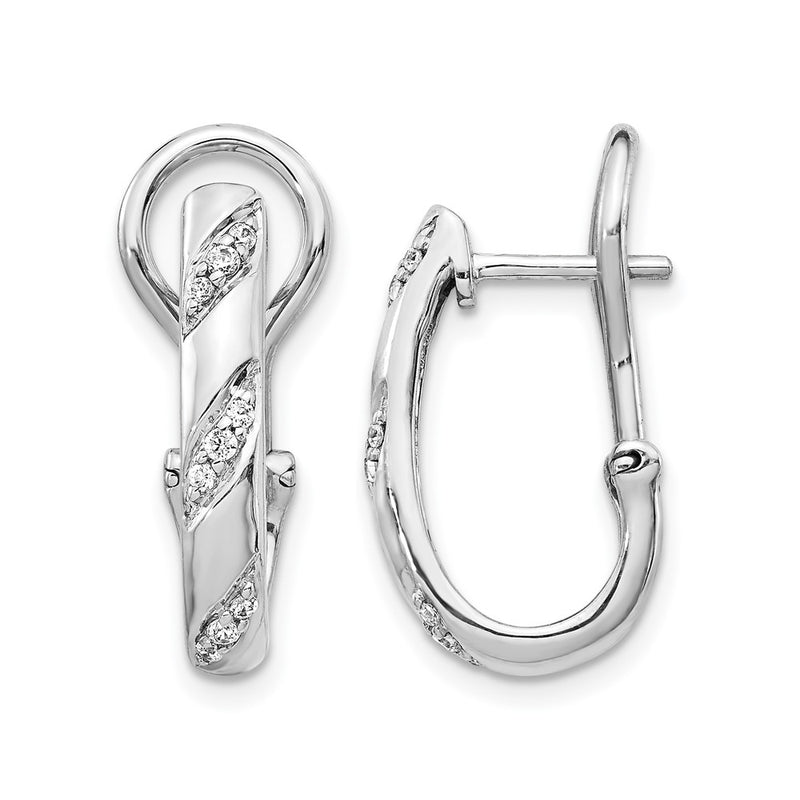 14K White Gold Diamond Omega Back Earrings