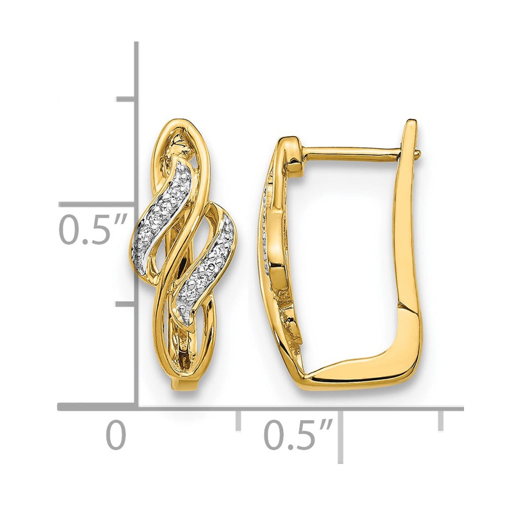 14k Yellow Gold Real Diamond Hinged Hoop Earrings