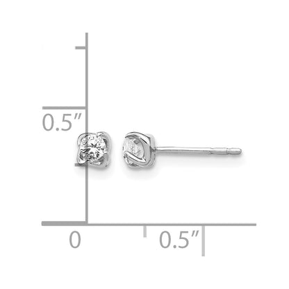14k White Gold Real Diamond Post Earrings
