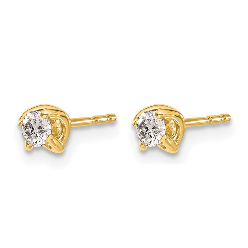 14k Yellow Gold Real Diamond Post Earrings