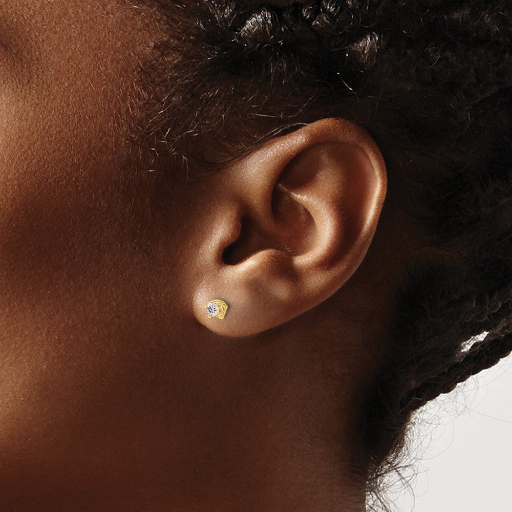 14k Yellow Gold Real Diamond Post Earrings