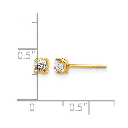 14k Yellow Gold Real Diamond Post Earrings