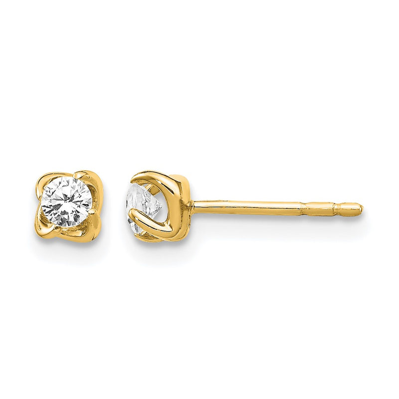 14k Yellow Gold Real Diamond Post Earrings