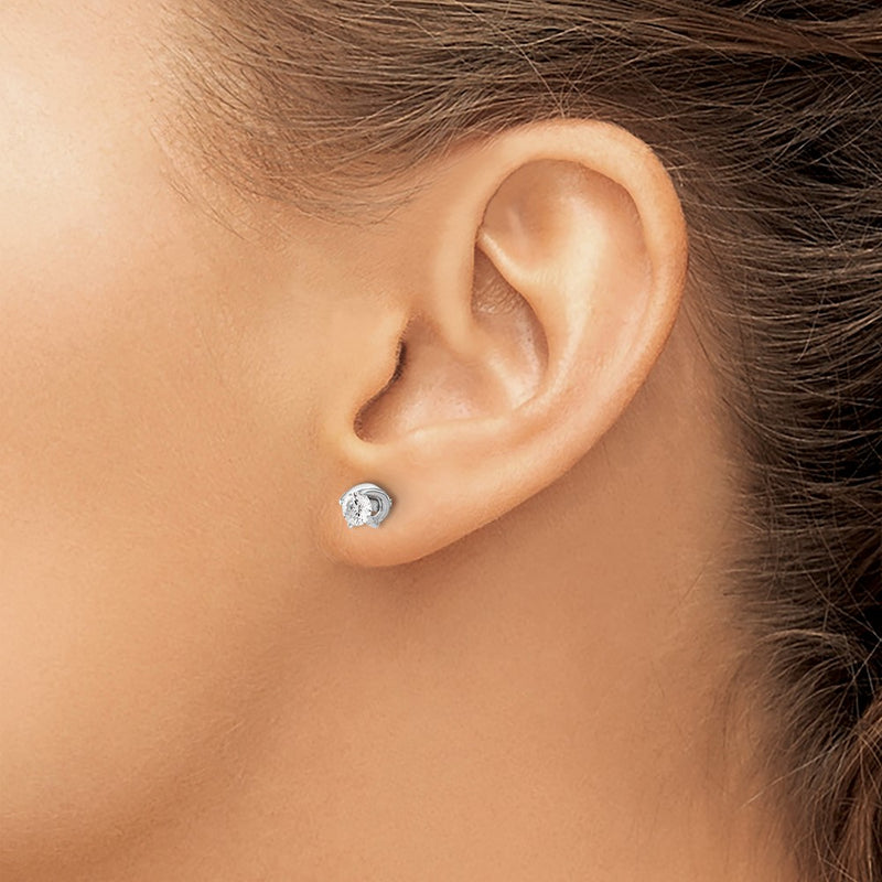 14k White Gold Fancy Twist Real Diamond Earrings