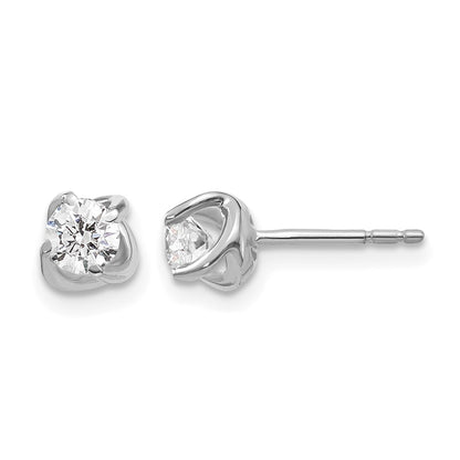 14k White Gold Fancy Twist Real Diamond Earrings