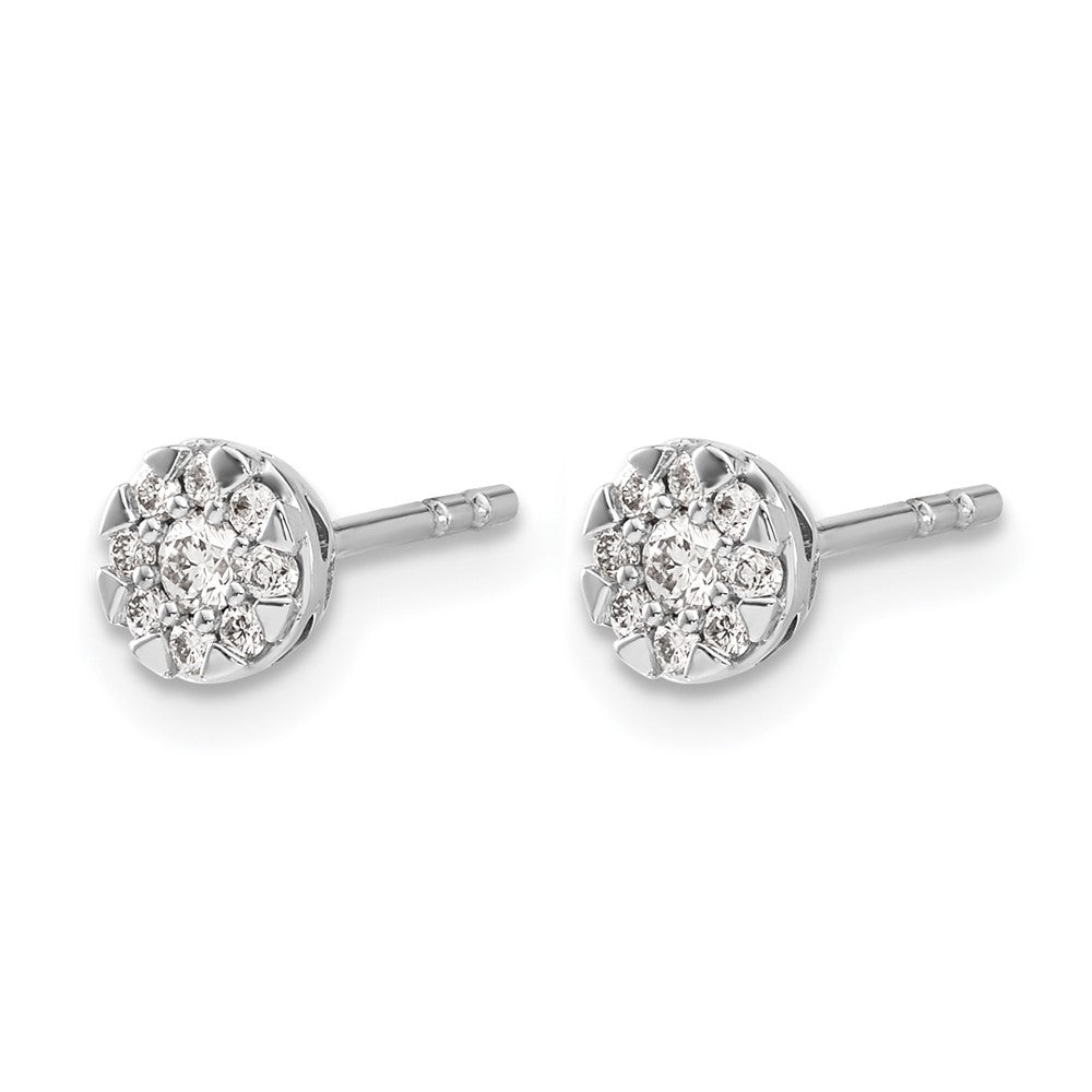 14k White Gold Real Diamond Cluster Earrings