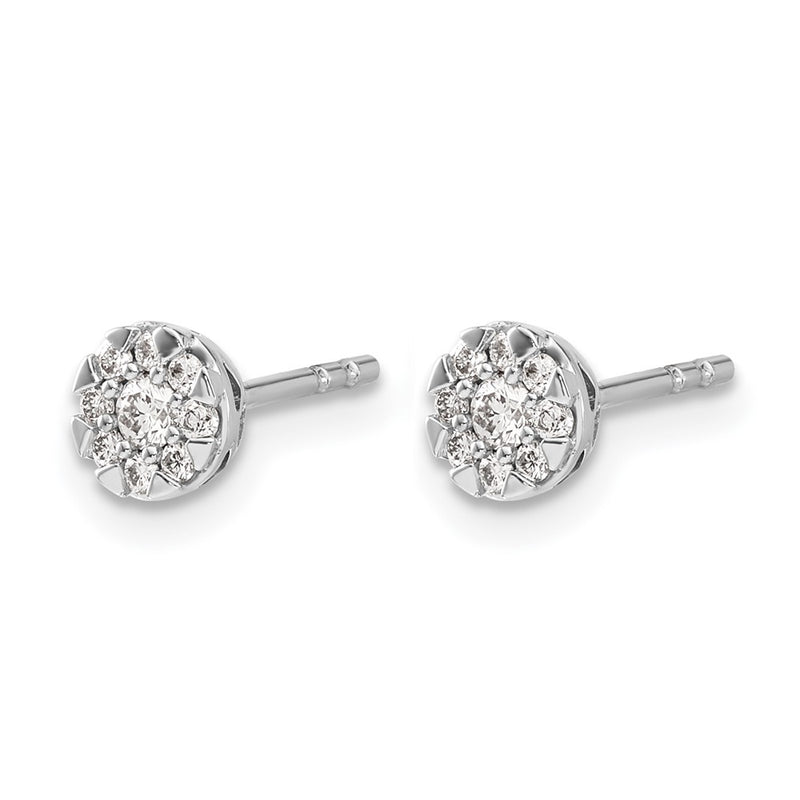 14k White Gold Real Diamond Cluster Earrings