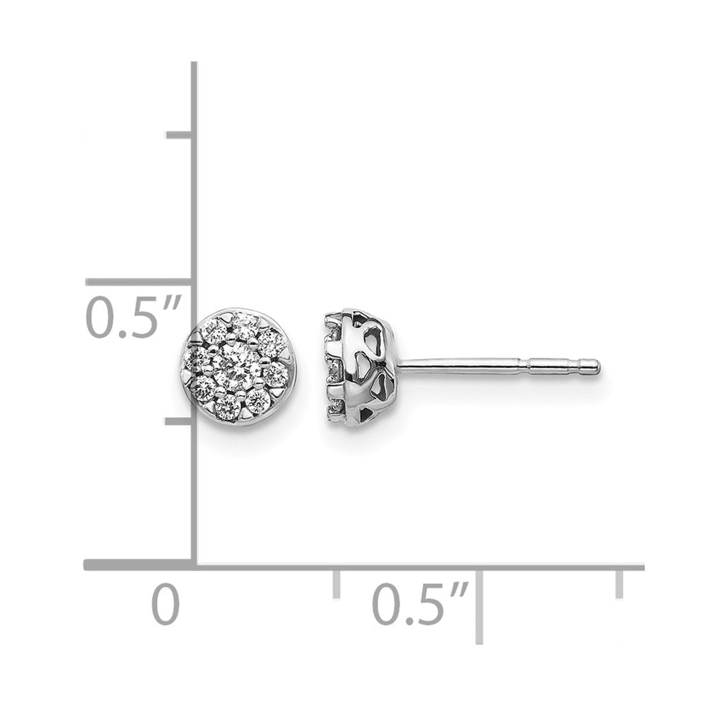 14k White Gold Real Diamond Cluster Earrings
