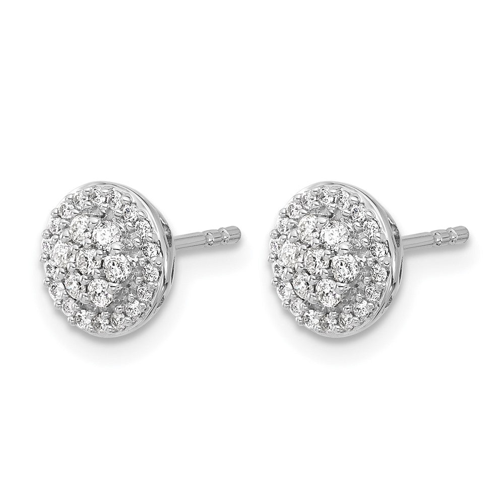 14k White Gold Real Diamond Cluster Earrings