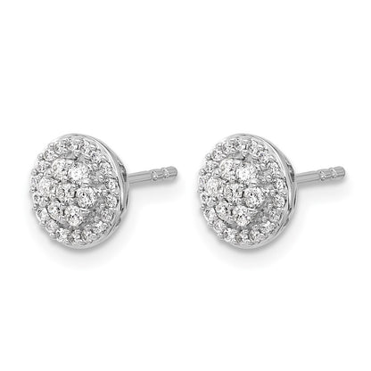 14k White Gold Real Diamond Cluster Earrings