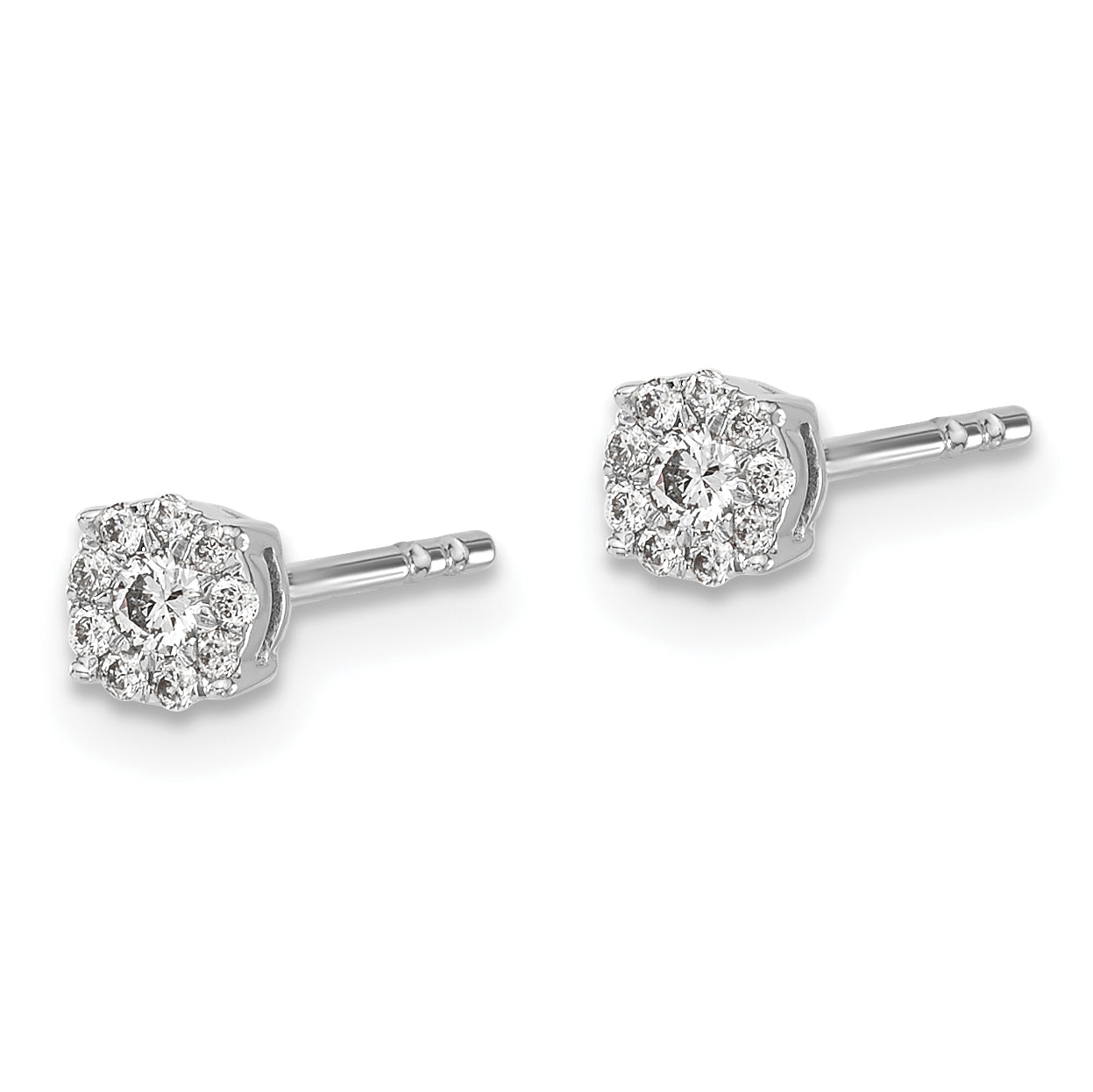 10K White Gold Diamond Cluster Post Earrings