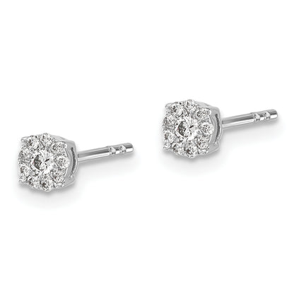 10K White Gold Diamond Cluster Post Earrings