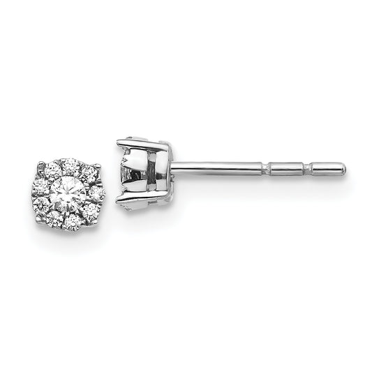 10K White Gold Diamond Cluster Post Earrings