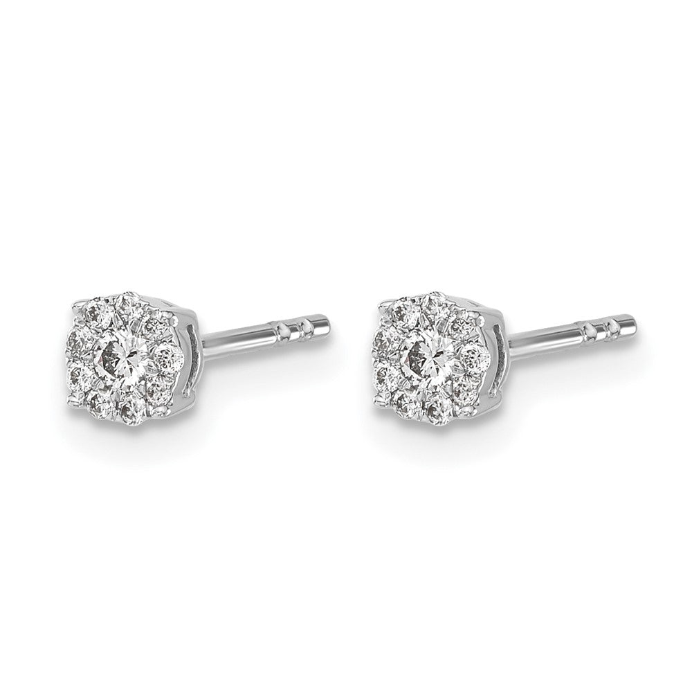 14k White Gold Real Diamond Cluster Post Earrings